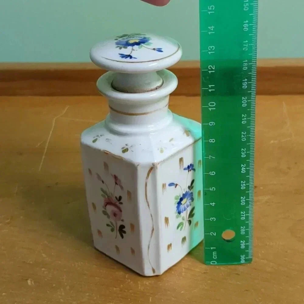 Antique French Porcelain Perfume Bottle or Tea Caddy